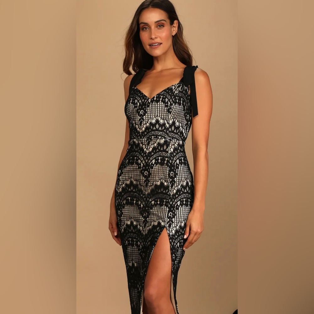 Black Lace Midi Dress